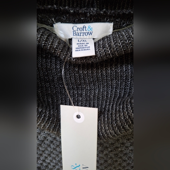 Croft & Barrow Grey/Black Cowl Neck Poncho Style Sweater Size XL - Picture 4 of 9